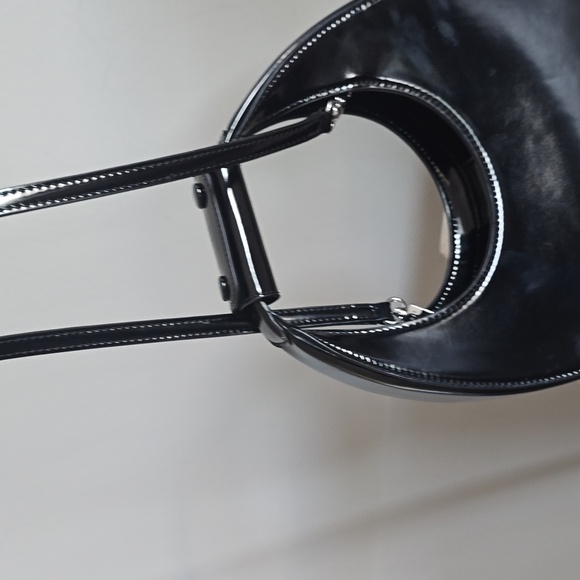 STAUD Mini Moon Patent Leather Bag In Black - Picture 11 of 11